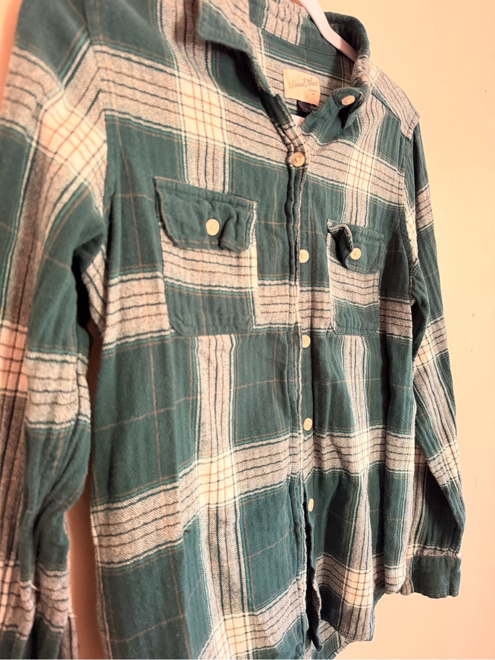 Universal Thread Teal and White Plaid Button-Up Shirt